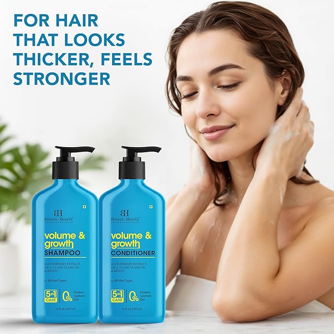 Botanic Hearth Volume & Growth Shampoo and Conditioner Set, 16 fl oz Each – With Biotin & Rosemary, Helps Strengthen Hair Sulfate & Paraben Free