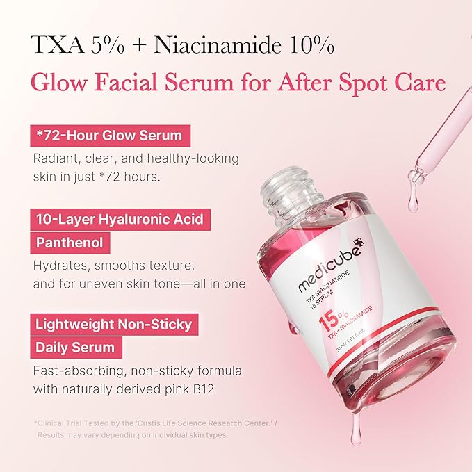 medicube Ultimate Clear Glass Skin Serum Duo: TXA + Niacinamide 15% Glow Facial Serum and PDRN Pink Peptide Serum for Uneven Skin Tone and Texture | Korean Skincare, Gifts for Women