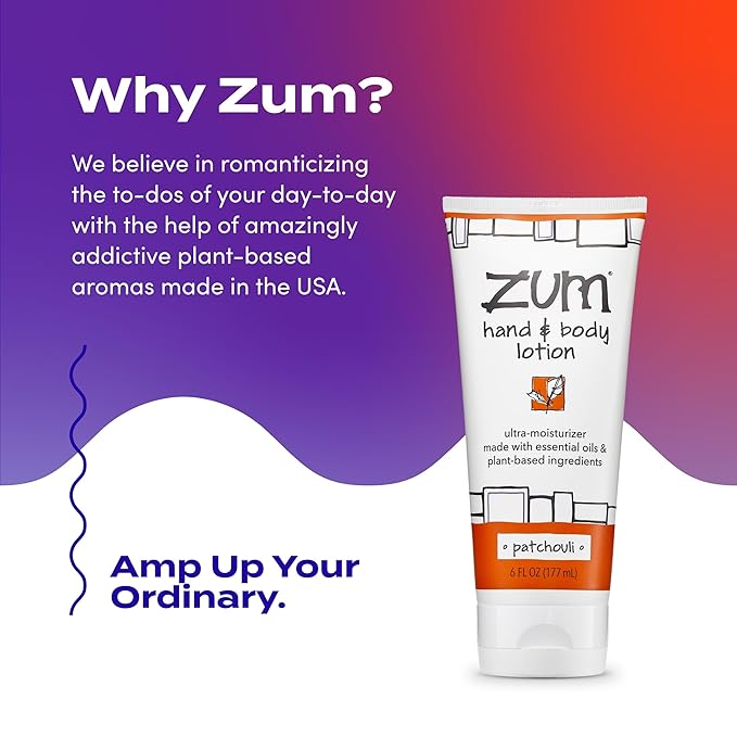 Indigo Wild Zum Hand & Body Lotion - Natural Hand Lotion for Dry Hands - Body Lotion for Women & Men - Body Moisturizers Include Shea Butter, Jojoba Oil & More - Patchouli Scent - 6 fl oz