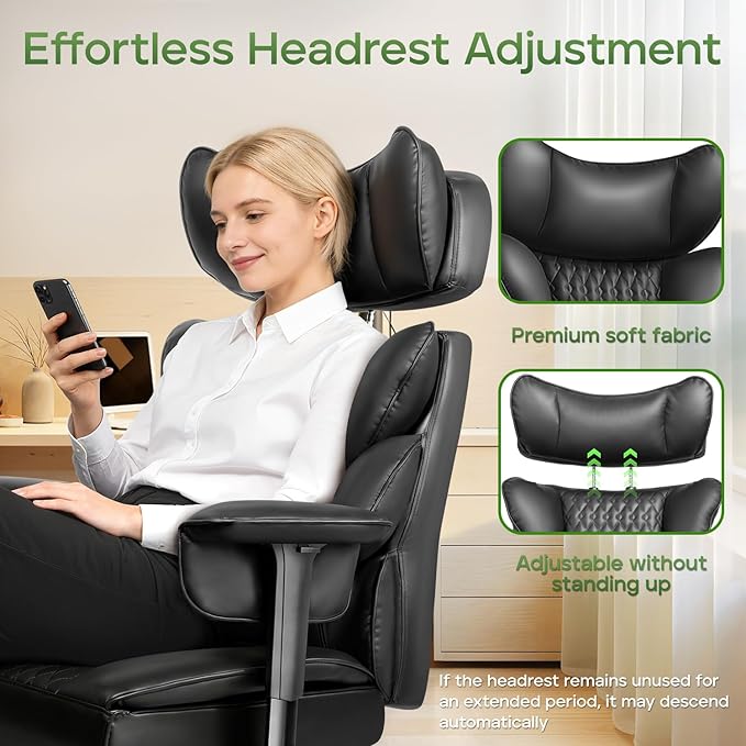 Big and Tall Office Chair with Foot Rest,Ergonomic High Back Computer Desk Chair,Executive Office Chairs with Lumbar Support & Armrests for Heavy People,Comfy 155°Recliner Gaming Chair