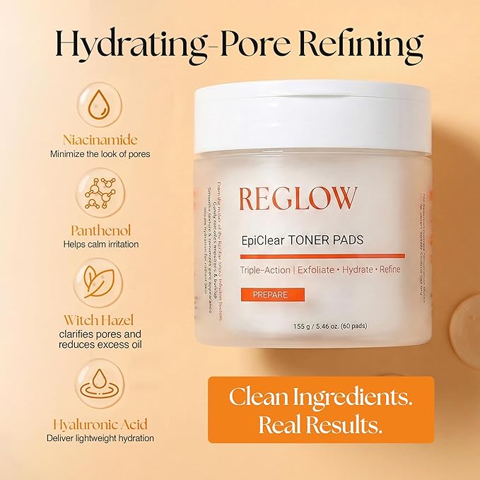 ReGlow Essential Facial Routine Trio - Stem Cell + Exosome Micro-Infusion System (3 Month Supply), Bio-Collagen Overnight Mask & Pore Refining EpiClear Toner Pads
