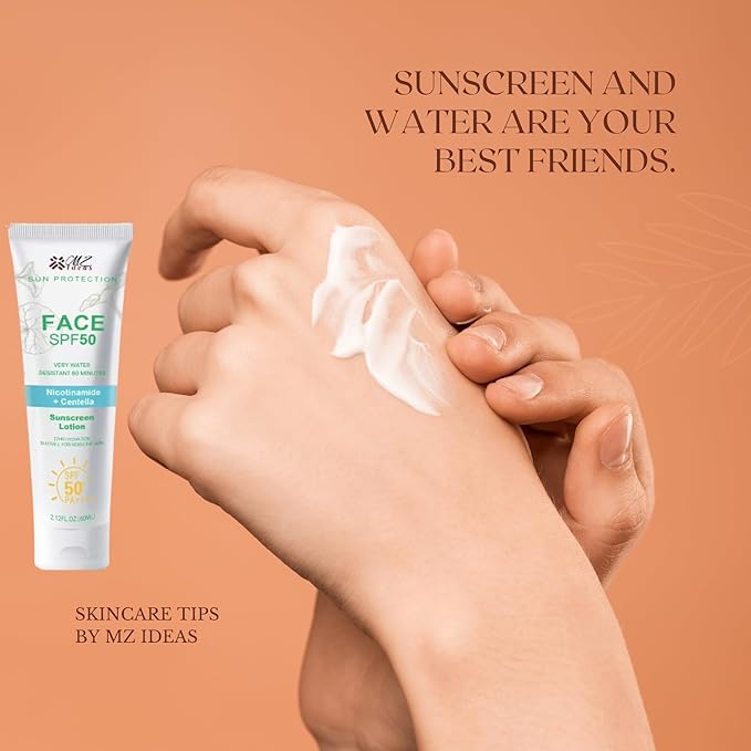 Face Sunscreen SPF 50 PA+++,Very Water Resistant 80 Minutes, with Niacinamide, Centella, 72H Hydration for sensative skin, 2.12 fl oz