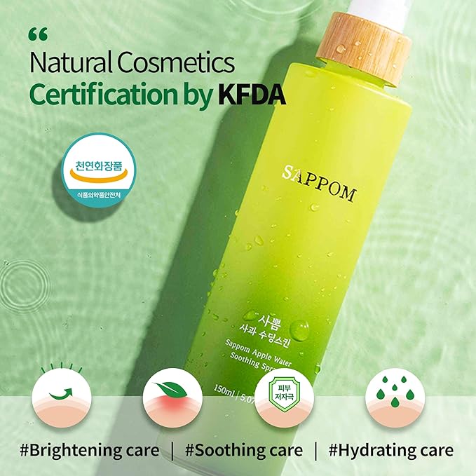 Apple Water Soothing Spray Mist, for All Skin Types, Refresh and Hydrating Toner, Natural Herbal Care