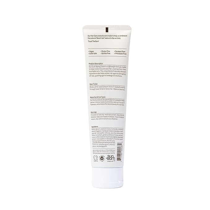 Sun Bum Curls and Waves Styling Cream - Lightweight Formula for Wavy and Curly Hair - Nourishing Kukui Nut & Coconut Oil - Frizz Free finish - Vegan & Cruelty Free - 5 oz,(Pack of 2)