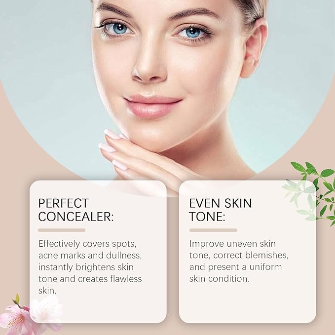 Brightening Concealer Cream, Moisturizing BB Cream for Smooth Flawless Skin, Lightweight Hydrating Foundation for Natural Glow