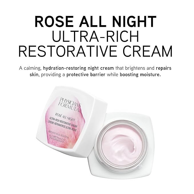Physicians Formula Rosé All Night Ultra-Rich Restorative Face Cream, Anti Aging, Wrinkle-Relaxing, Restorative | Dermatologist Tested, Clinicially Tested