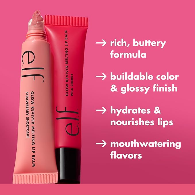 e.l.f. Glow Reviver Melting Lip Balm, Hydrating Tinted Lip Balm For A Glossy Finish & Soft, Supple Lips, Vegan & Cruelty-Free, Peach Ring