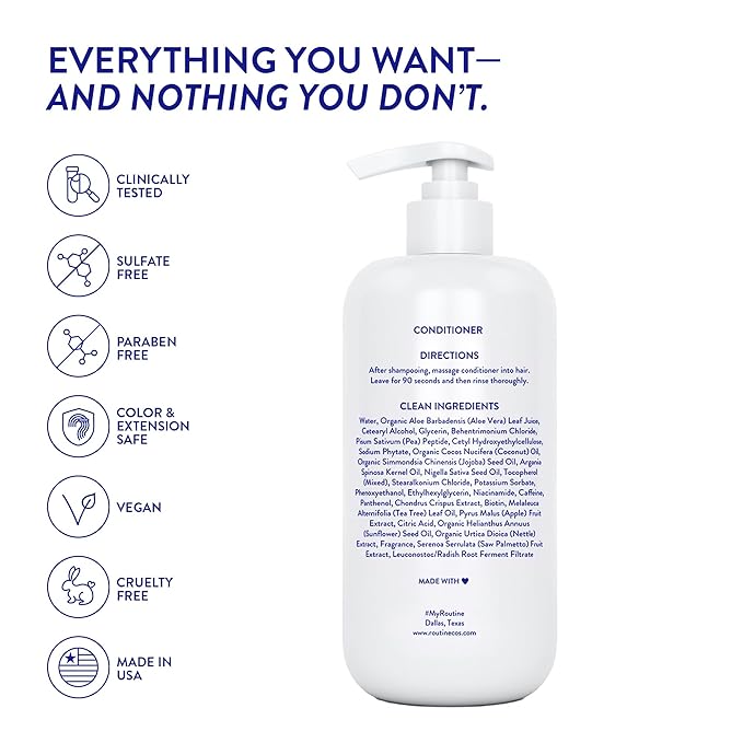 Routine Wellness Anti-Thinning Deep Conditioner for Thinning Hair to Reduce Breakage - CLINICALLY TESTED Formula with DHT Blockers Saw Palmetto, Nettle Oil - White Lily & Gardenia Conditioner