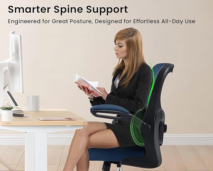 AreShark Office Chair Ergonomic Desk Chairs with Adjustable Lumbar Support, High Back Breathable Mesh Chair with Wheels& Flip-up Armrests,Rolling Swivel Comfy Task Computer Chair for Home Work Gaming