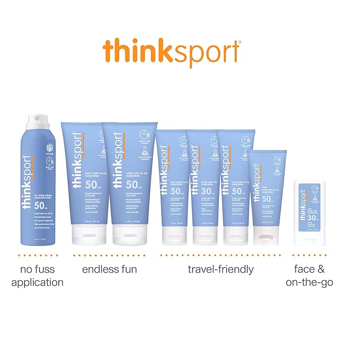 Thinksport SPF 50 Mineral Sunscreen – Safe, Natural Sunblock for Sports & Active Use - Water Resistant Sun Cream –UVA/UVB Sun Protection – Vegan, Reef Friendly Sun Lotion, 3 Fl Oz (Pack of 1)