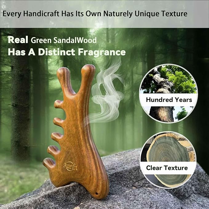 Wooden Gua Sha Facial Tool, Ergonomic Guasha Tool for Face Contour & Jawline Sculpting Massager – Natural Sandalwood Lymphatic Face Massage Tool for Puffiness & Stress Relief, Gift for Women