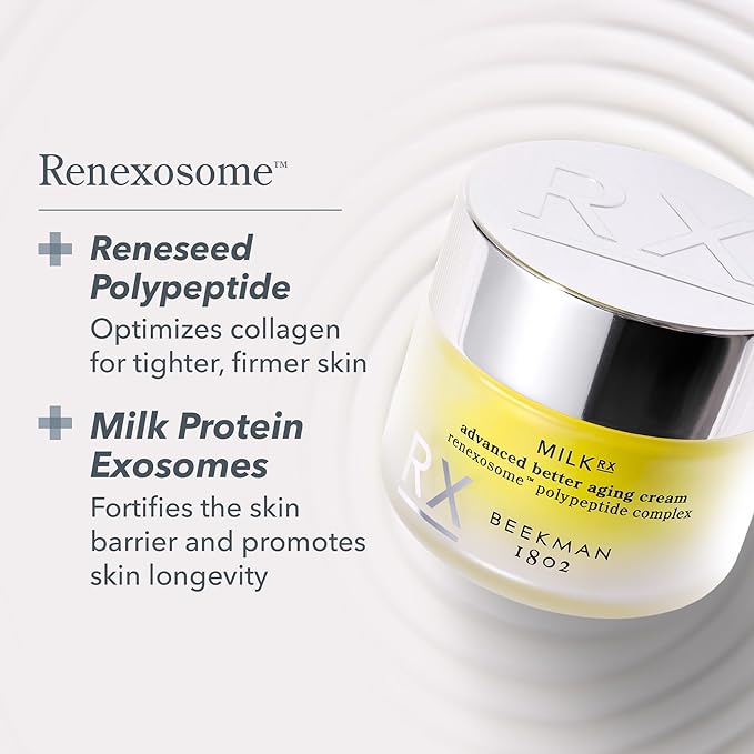Beekman 1802 Milk RX Advanced Better Aging Cream (1.69 fl oz) + Milk Shake Hydrating Toner & Face Mist (2 oz) - Fragrance Free - Cruelty Free