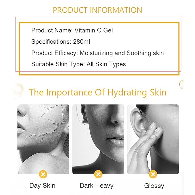 DISAAR Beauty Aloe Vera Gel Cracked Skin Refreshing After Sun Moisturizing 280ml/9.45oz… (Vitamin C Gel)