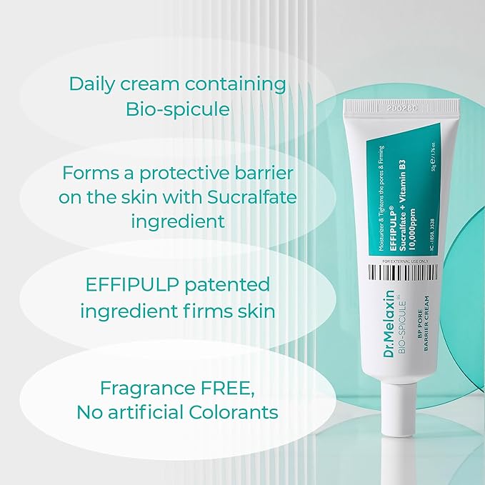 Dr.Melaxin BP Barrier Cream 50g, 1.76 oz. | Bio spicule Stimulating Pore Roots, Pore Tightening, Provision of skin elasticity