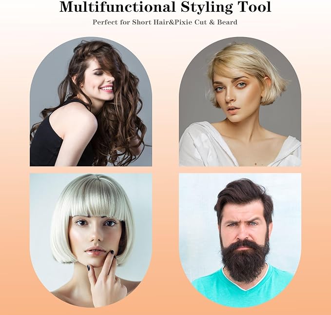 Pencil Flat Iron 3/10'' Small Flat Irons for Short Hair,Pixie Cut & Bangs,Mini Hair Straightener for Edge with LED Display,Travel Tiny Hair Straightener with Dual Voltage,Auto Shut Off（Orange）