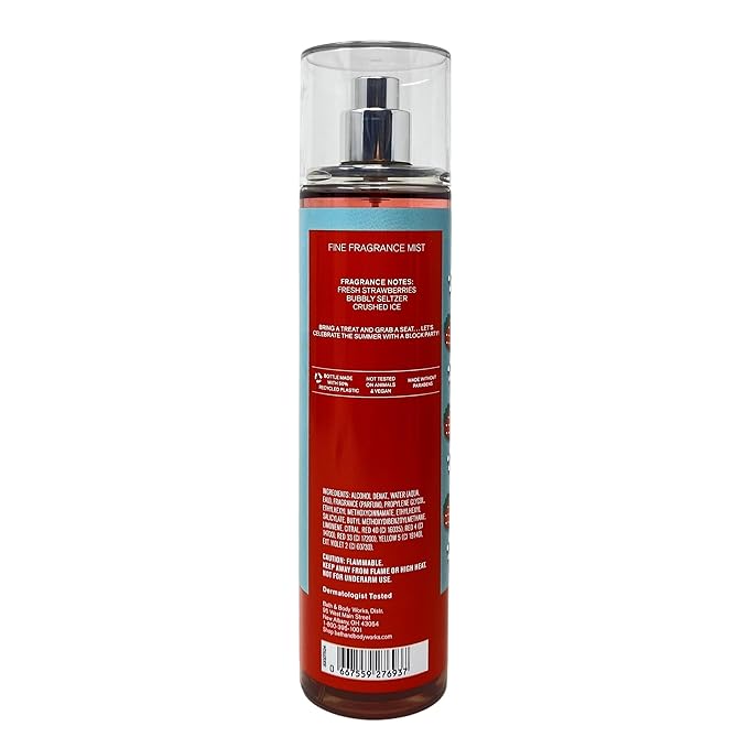 Bath & Body Works Strawberry Soda 3 Piece Bundle - Fragrance Mist - Body Cream and Body Wash - with a Himalayan Salts Springs Bar Soap - Full Size