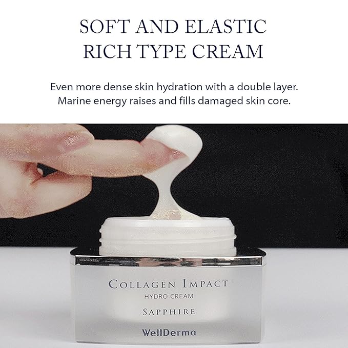 WELLDERMA Sapphire Collagen Impact Hydro Cream, 50g / 1.69 fl.oz – Hydrating & Balancing Face Moisturizer with Collagen Complex and Niacinamide
