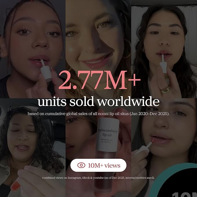 NOONI Korean Lip Oil - Applewine | Long-Lasting, Moisturizing, Plumping, Revitalizing for Dry Lips, Waterproof, No Peel Off, Hydrating Lip Stain, Stocking Stuffers, Gifts For Women, 0.12 FL Oz