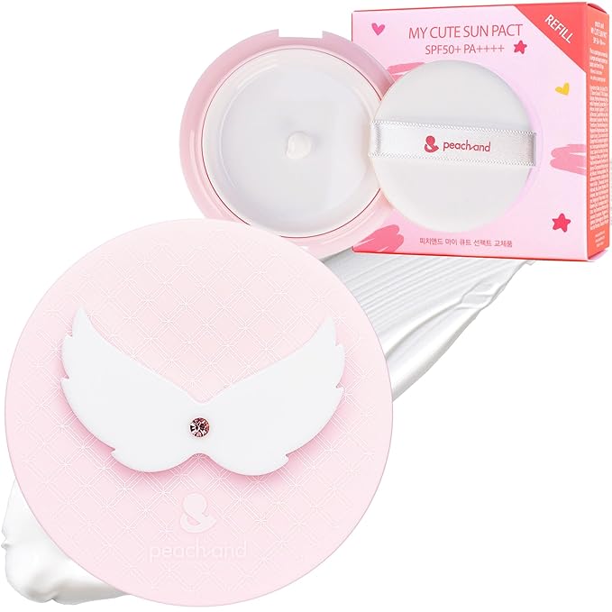 Peachand Baby Kids Mineral Sun Cushion SPF50+ PA++++, Korean Skin Care, Angel's Wings – Set with 1 Cushion and 1 Refill