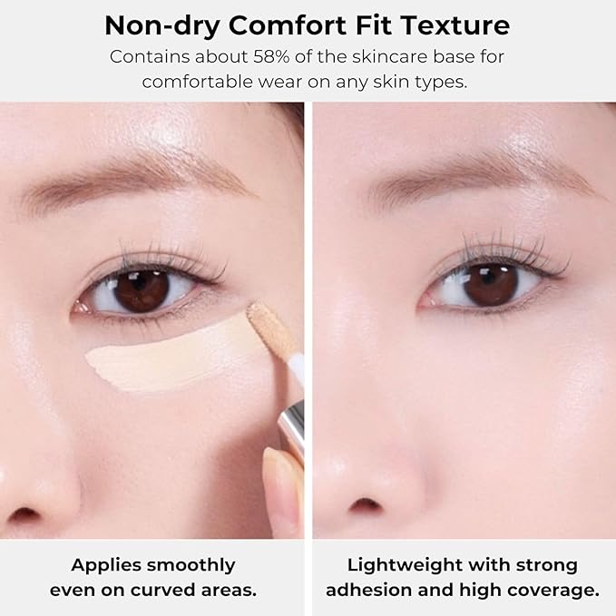 ABOUT TONE Skin Layer Cover Fit Concealer 5 Colors - Ultra Adherence Super Comfort Fit Liquid Concealer 24 Hours Long-Lasting Lightweight Coverage Vegan Korean Face Makeup (21 COOL LIGHT, 0.2)