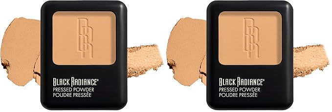 Black Radiance Pressed Powder, Pigment-Rich Matte Finish for Light Skin Tones, Oil-Absorbing Compact with Mirror & Sponge - Crème Fresh (Pack of 2)