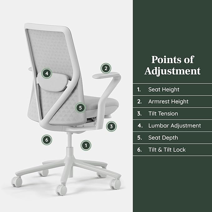 Branch Verve Chair - High Performance Executive Office Chair with Contoured Back and Adjustable Lumbar Support - High Density Foam Cushion and 3D Knit Back - Fits 5' to 6', Up to 275 lbs, Mist