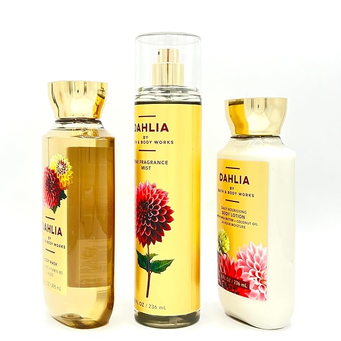 Dahlia Bath & Body 3-Piece Bundle | Body Wash, Fine Fragrance Mist and Daily Nourishing Body Lotion