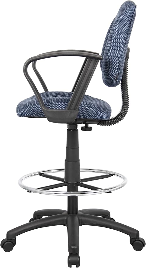 Boss Office Products B1617-BE Ergonomic Works Drafting Chair with Loop Arms in, Blue, Mid-Back