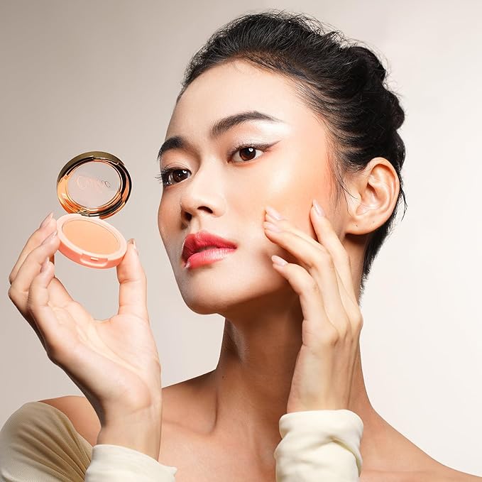 Oulac Peach Blush Makeup Fair Skin| Pigmented Powder Blush Korean Style| Natural Radiant Look| Blendable & Buildable Blush Light Skin| Vegan Cruelty-Free| 4.8g 16 Summer Time