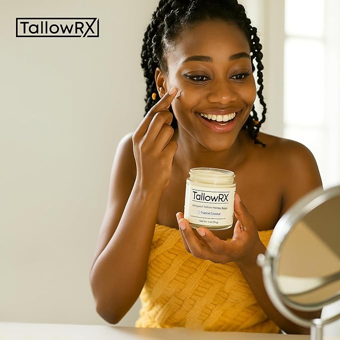 100% Grass-Fed Beef Tallow for Skin – Whipped Tallow Honey Balm, Pure & Organic Moisturizer for Face & Body with Manuka Honey, Jojoba & Calendula – Deep Hydration & Soothing (4 oz, Unscented)