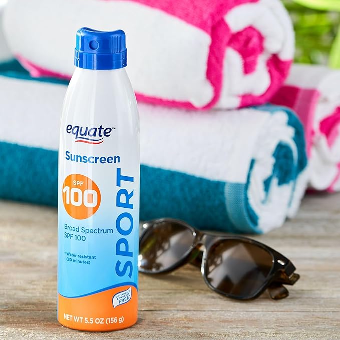 Equate Sunscreen SPF 100- Sport Broad Spectrum Spray (pack of 1), Set By Basket Goods