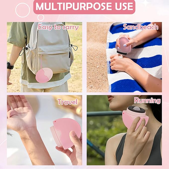 Sunscreen Applicator For Kids, Roll on Sponge Applicator for Sunscreen -Sunblock Buddy Brush Set with Protective Caps, Sun Lotion Applicator Sun Cream Brush for Adults & Families Travel, Pink