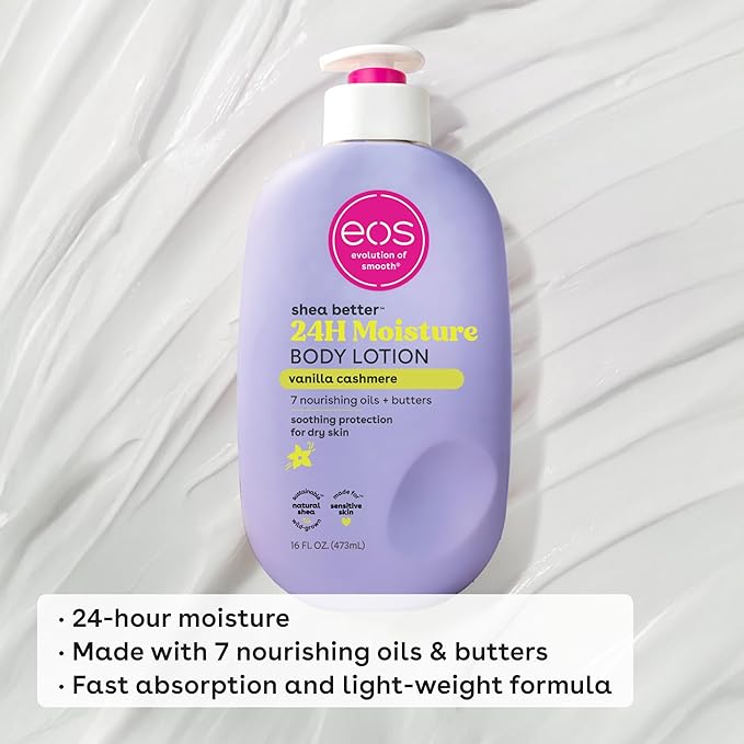 Bundle of eos Shea Better Body Lotion + Body Oil, Vanilla Cashmere, 24-Hour Moisture Skin Care, Lightweight & Non-Greasy, Natural Shea, Vegan