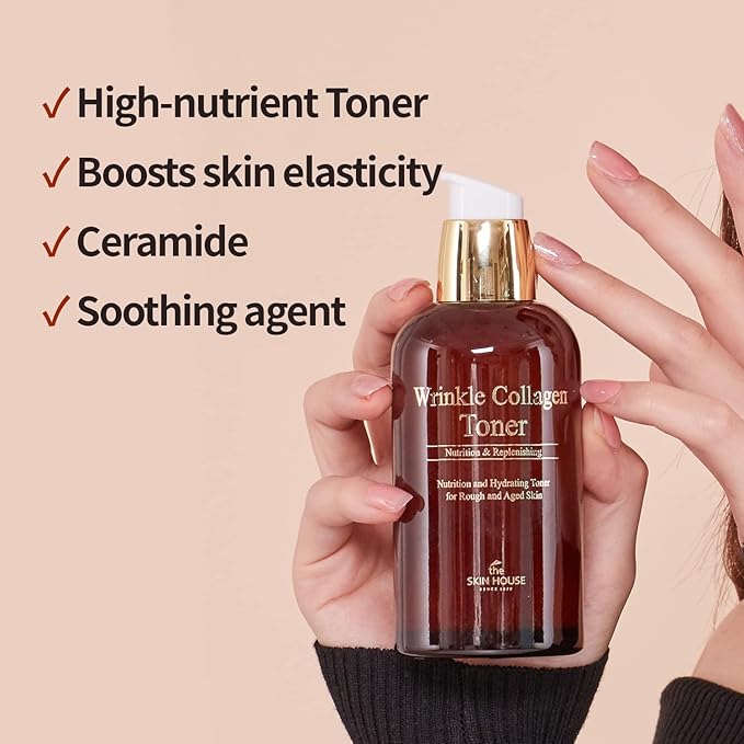 The Skin House Wrinkle Collagen Toner Wrinkle Firming Toner with Hydrolyzed Collagen | Boosts Elasticity & Moisture,Korean Skincare | 130ml / 4.39 fl.oz
