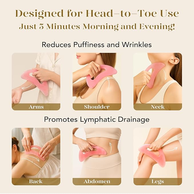 BAIMEI IcyMe Gua Sha Tools Face Massager for Skin Care, Relaxation and Reduce Wrinkles Puffiness Skin Care Tools, Self Care Gift for Men Women -Pink