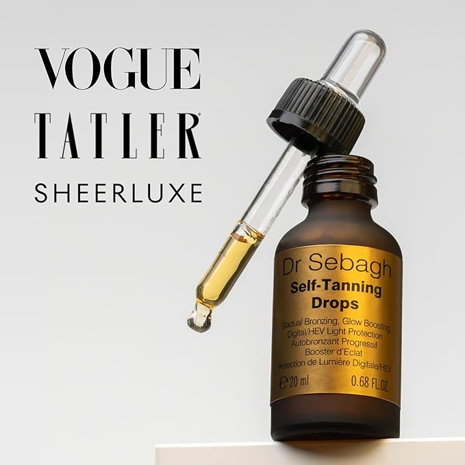 Dr Sebagh Self-Tanning Drops (0.68 fl oz) - Customizable Self Tanner Drops for Face - Streak-Free, Scent-Free Face Tan Drops - Natural Golden Glow Sunless Tanning Drops for Radiant Skin