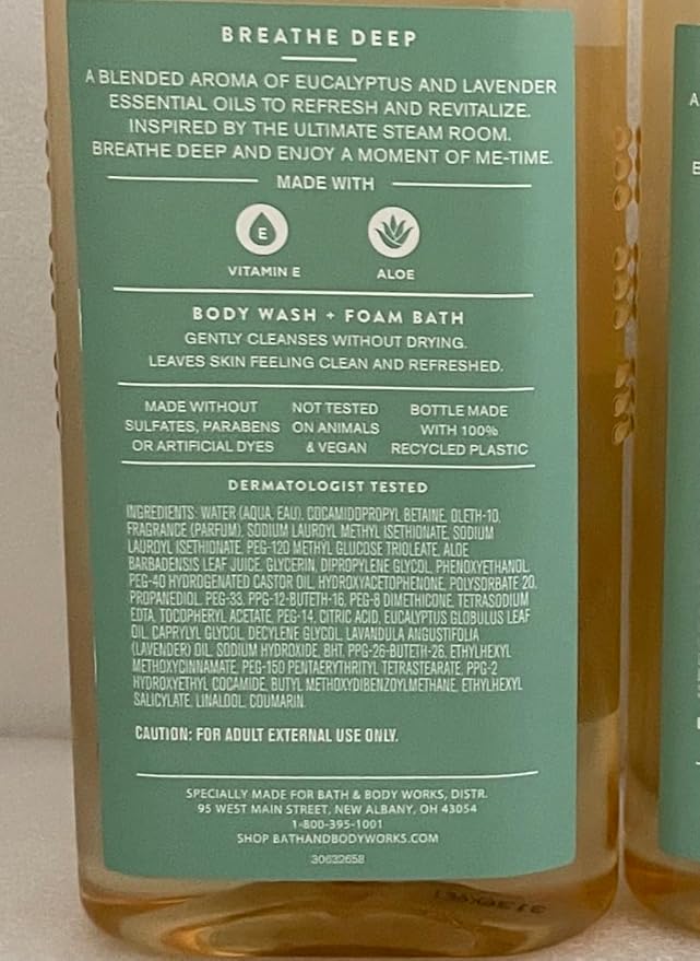 Bath & Body Works Aromatherapy Eucalyptus + Lavender Body Wash & Foam Bath, 10 fl oz per Bottle (3 Pack) (Eucalyptus + Lavender)