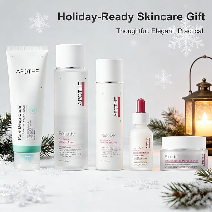 APOTHE Peptide¹¹ Botulinum 5-in-1 Skincare Set – Cleanser, Toner, Ampoule, Emulsion & Cream for Firming & Elasticity, Winter Gifting Bundle