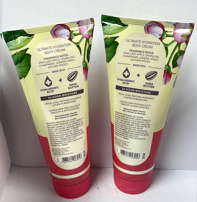 Bath and Body Works Champagne Apple & Honey 2 Pack Ultra Shea Body Cream 8 Oz. (Champagne Apple & Honey)