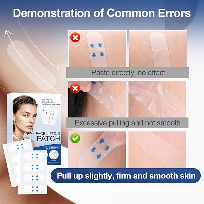 Face Lift Tape,128Pcs Face Lift Tape Invisible,Face Tapes for Lifting Sagging Skin,Instant Facelift Tapes for Women,Conceals Double Chin and Wrinkles for A Perfectly V-Shaped Face