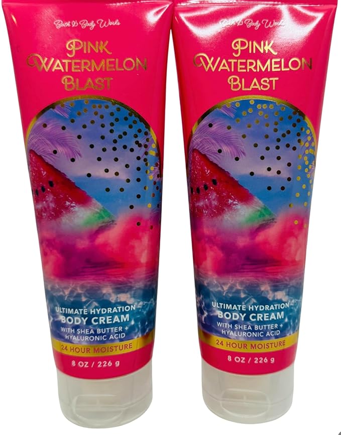 Bath & Body Works Pink Watermelon Blast Ultimate Hydration Body Cream 8 Ounces Pack of 2