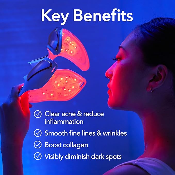 Dr. Dennis Gross DRx SpectraLite FaceWare Pro – LED Face Mask for Skin Rejuvenation with Dual Red & Blue Light Therapy, FSA HSA Eligible