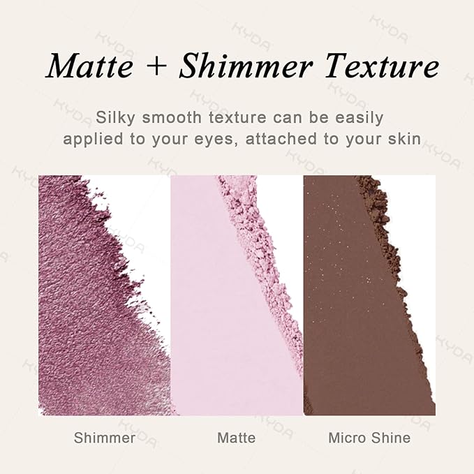 KYDA 12 Colors Purple Brown Eyeshadow Palette, High Pigment Matte Shimmer Pink Purple Brown Eye Shadow, All-In-One Eyes Palette for Women, Soft Blendable Powder Eyeshadow, Korean Eyes Makeup