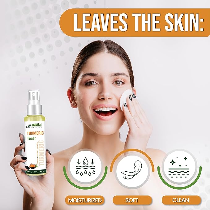 AMVital Turmeric Skincare Bundle – Cleanser, Toner, Cream & Serum for Radiant, Even-Toned Skin