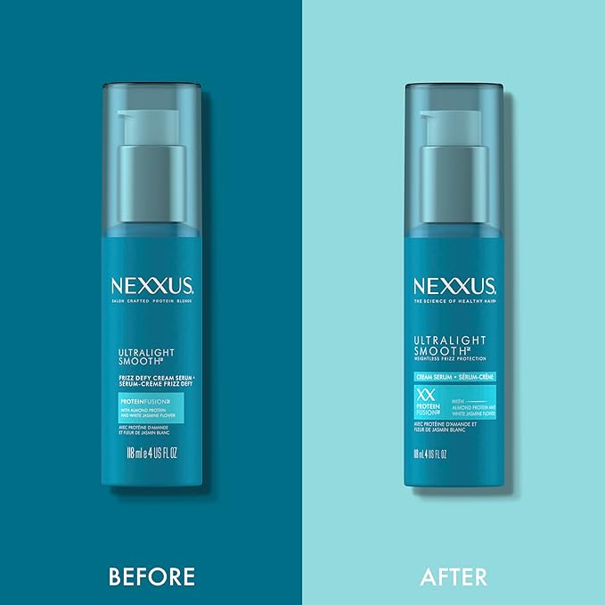 Nexxus Ultralight Smooth Frizz Defy Cream Serum for Frizzy and Dry Hair 4 fl oz,(Pack of 2)