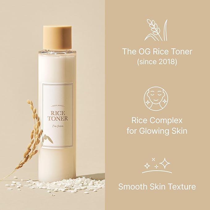 I'm from Rice Serum + Rice Toner Miniature Set, Korean Rice Extract for Glowing, Radiant Skin