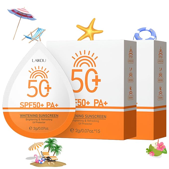 2g*30PCS Travel Size Sunscreen SPF50+ PA+ – Mini Sunscreen for Face & Body, Waterproof, Non-Greasy, Perfect for Summer Party & Thank You Gifts