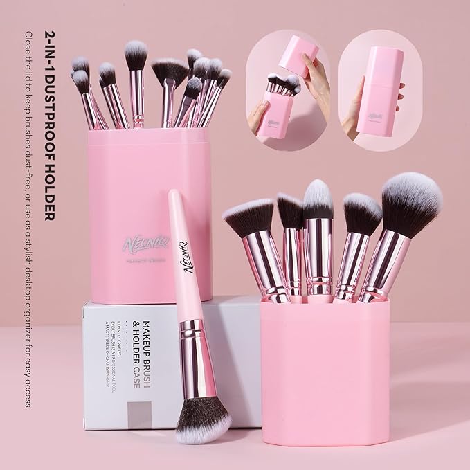 20 PCS Travel Makeup Brush Set, Makeup brushes, Professional Foundation Eyeshadow Concealer Blush Powder Bronzer Brushes,Versatile Face Make Up Tools with Travel Makeup Case（Pink）