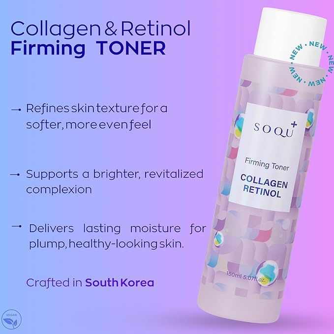 Collagen Retinol Firming Toner - Facial Toner for Firm Skin and Bright Look - Korean Skincare with Collagen and Retinol for Daily Use - 150ml 5.07 fl oz - Made in Korea