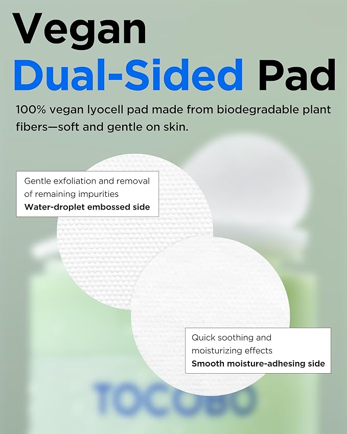 TOCOBO CICA Calming Aqua Toner Pad – Korean Vegan Dual-Sided Toner Pads with Fermented CICA, Aloe & Multi-Hyaluronic Acid – 3-Second Soothing and Cooling Care for Sensitive, Heated Skin, 60 Pads